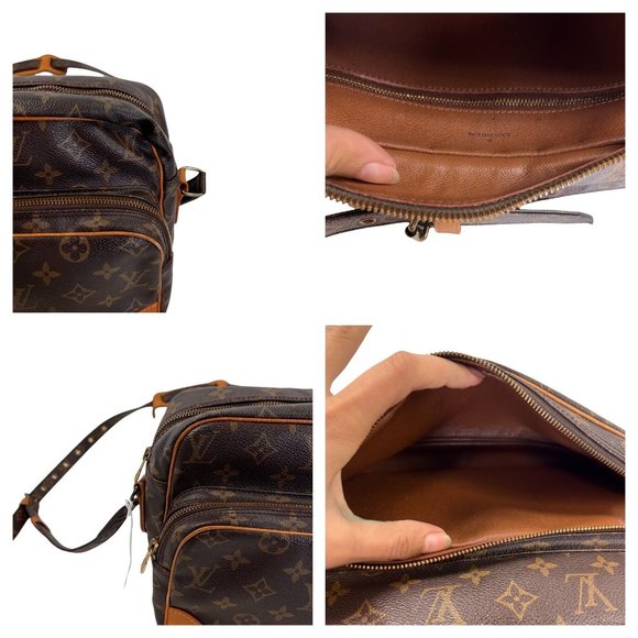 Authentic Louis Vuitton Shoulder Bag Nile Brown Monogram Used LV Handbag Vintage - Picture 7 of 14